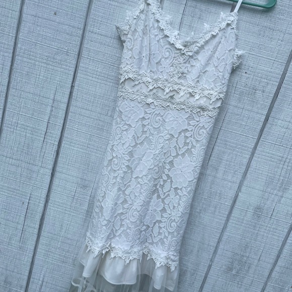 Lace‎ Dress White Sleeveless Midi Summer Party Dress Large - Picture 2 of 4